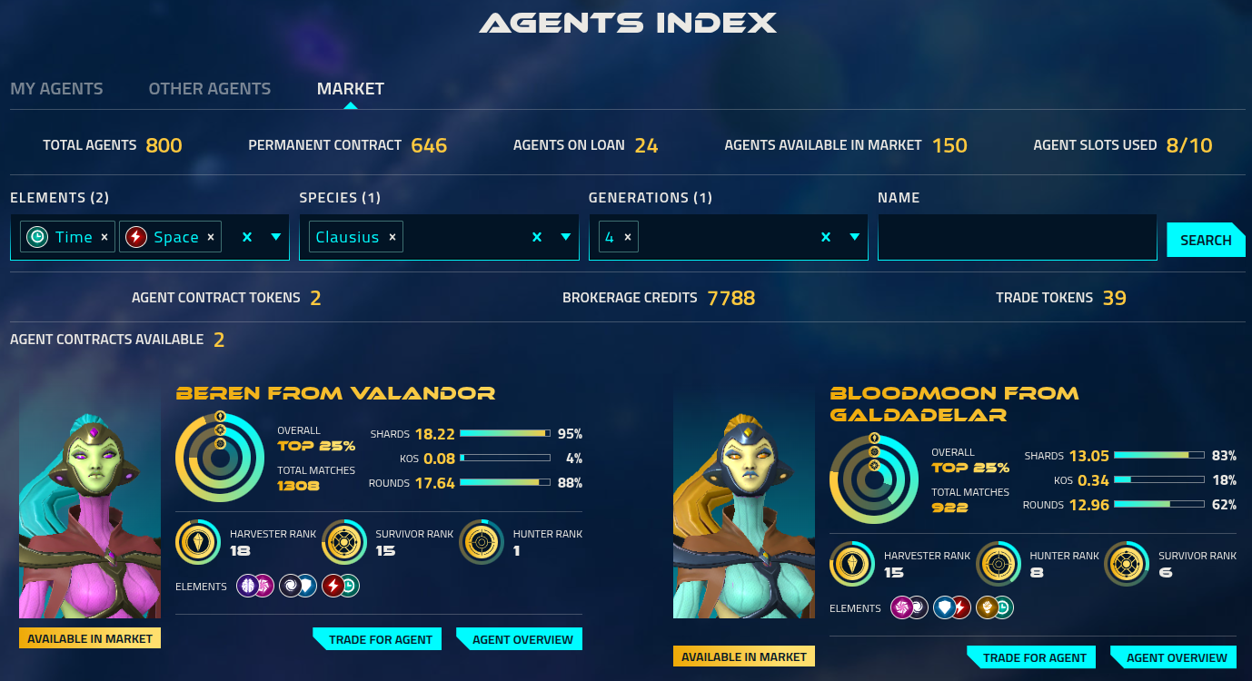Screenshot of Agent Filters
